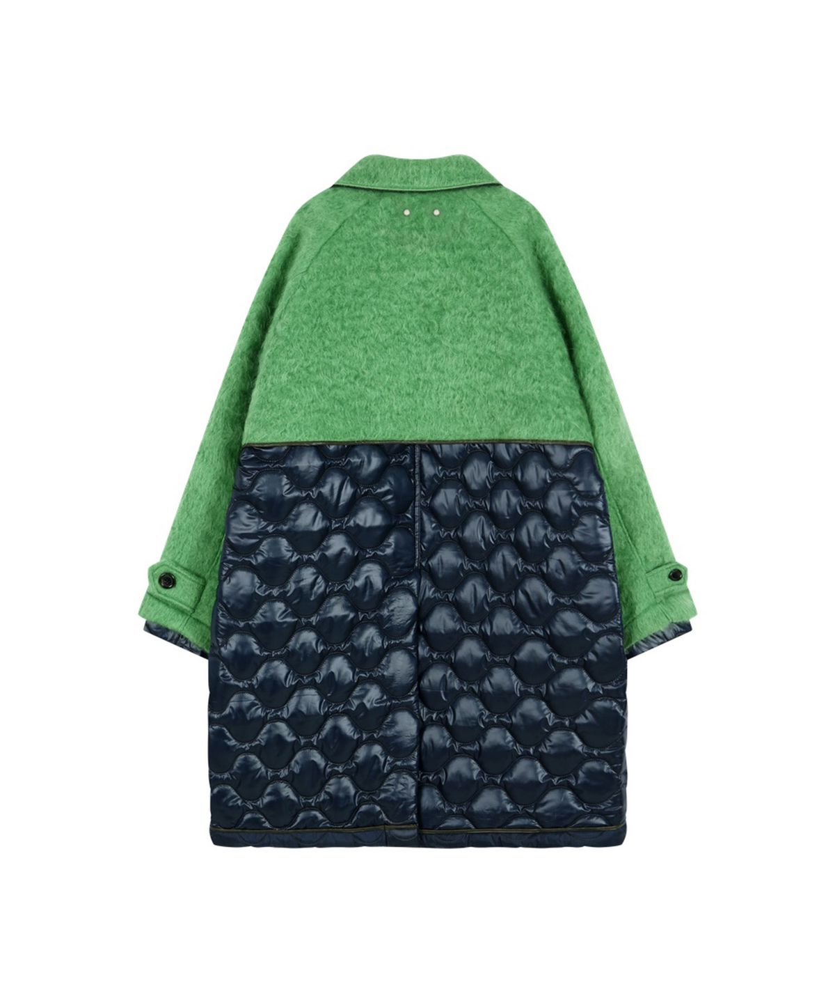 앤더슨벨(ADSB ANDERSSON BELL) LAWN HAIRY WOOL QUILTED DUFFLE COAT (LICHEN GREEN/BLACK)