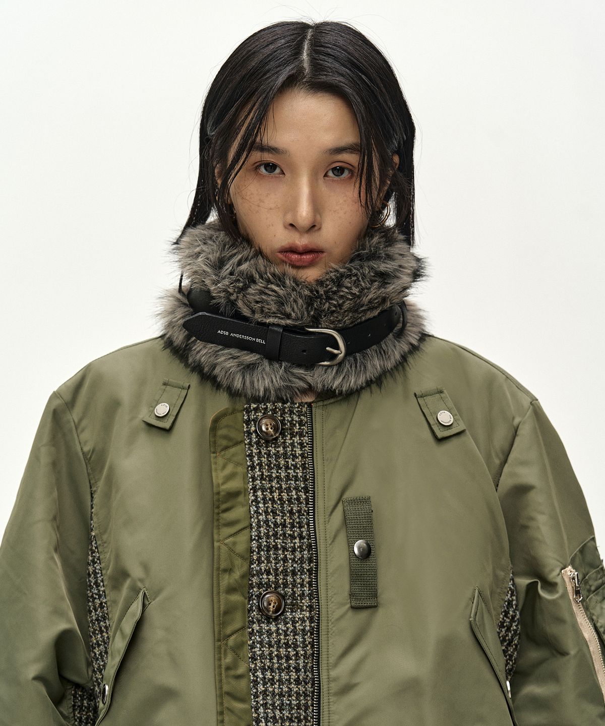 앤더슨벨(ADSB ANDERSSON BELL) UNISEX DECONSTRUCTED LAYERED BOMBER COAT (SAGE)