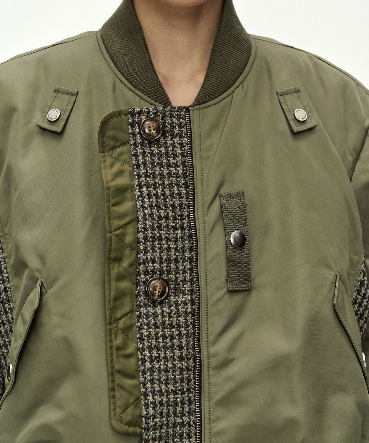 앤더슨벨(ADSB ANDERSSON BELL) UNISEX DECONSTRUCTED LAYERED BOMBER COAT (SAGE)