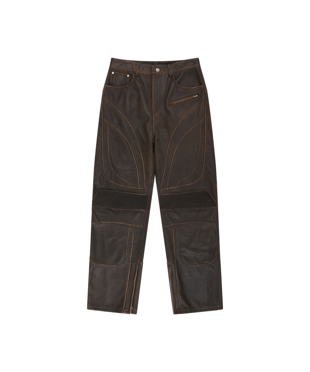 앤더슨벨(ADSB ANDERSSON BELL) LEATHER ARTICULATED PANEL JEANS (BROWN)