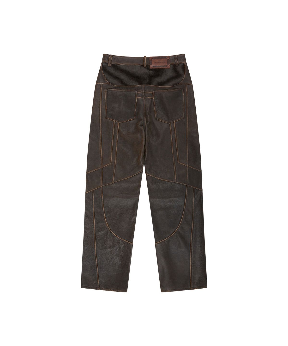 앤더슨벨(ADSB ANDERSSON BELL) LEATHER ARTICULATED PANEL JEANS (BROWN)