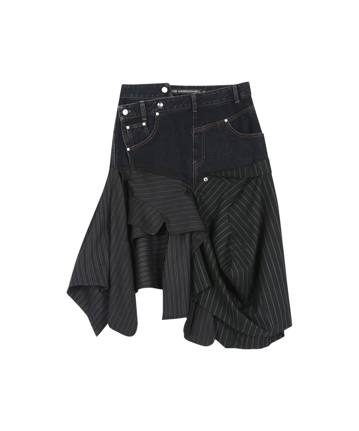 앤더슨벨(ADSB ANDERSSON BELL) REWORKED DENIM PANEL WRAP SKIRT (BLACK)