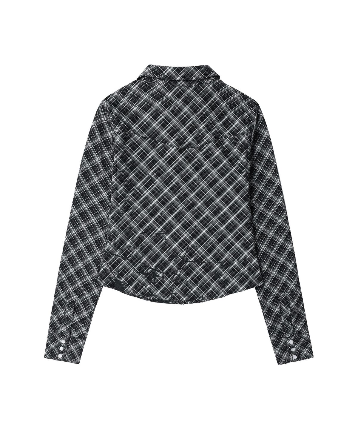 더바이닐하우스(THEVINYLHOUSE) PAINTING CROP CHECK SHIRTS(W) BLACK
