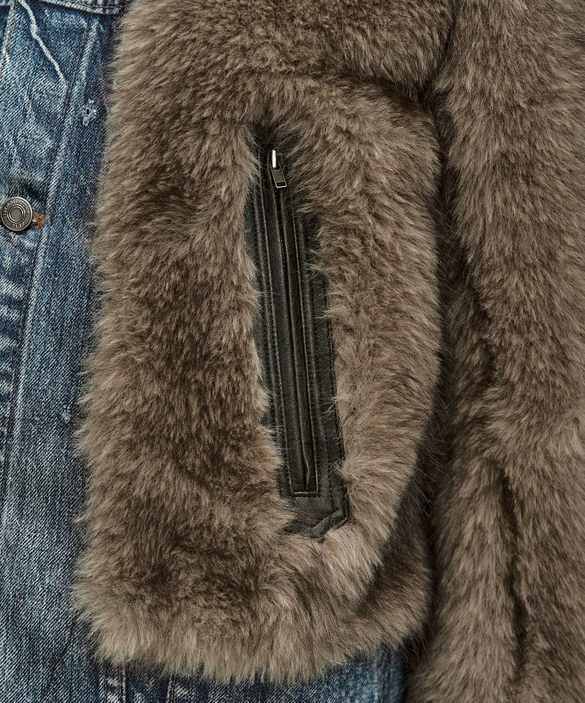 앤더슨벨(ADSB ANDERSSON BELL) FUR ON DENIM JACKET (GREY)