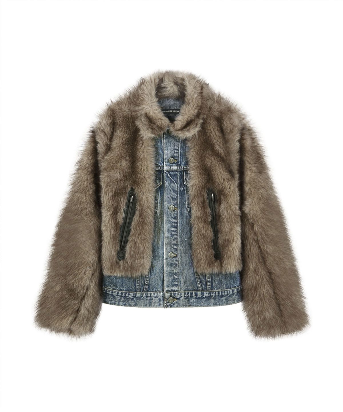 앤더슨벨(ADSB ANDERSSON BELL) FUR ON DENIM JACKET (GREY)