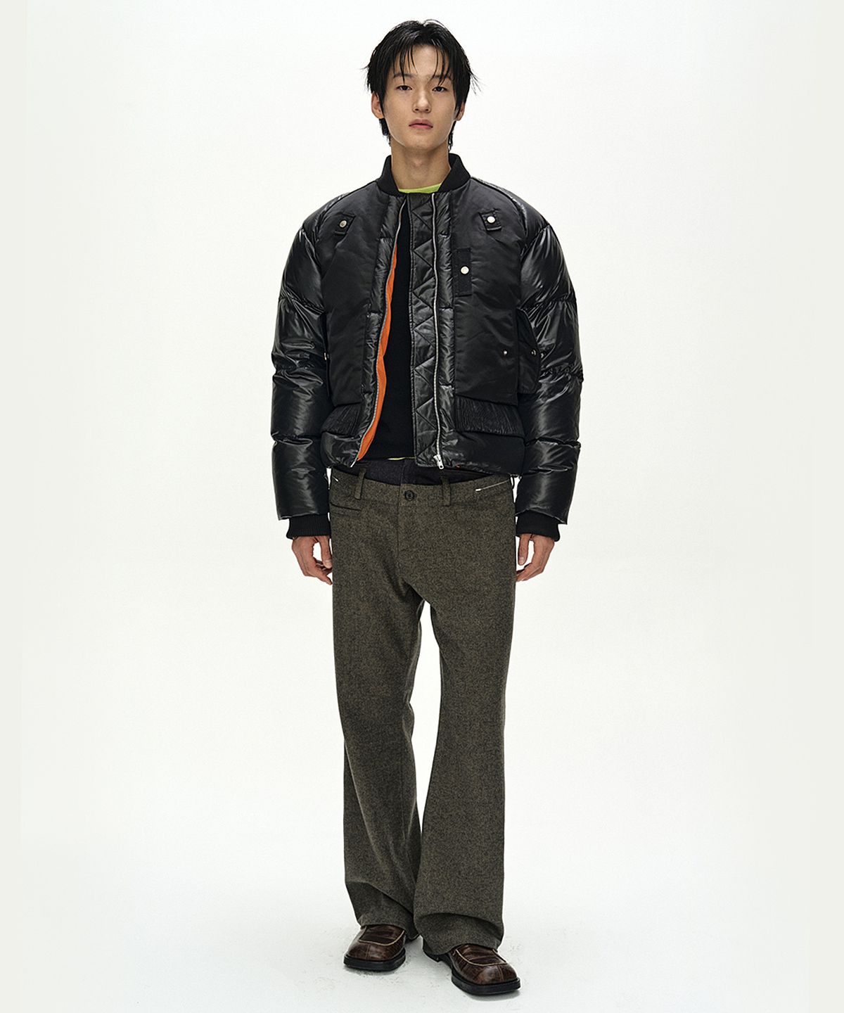 앤더슨벨(ADSB ANDERSSON BELL) UNISEX BOMBER LAYERED DOWN JACKET (BLACK)