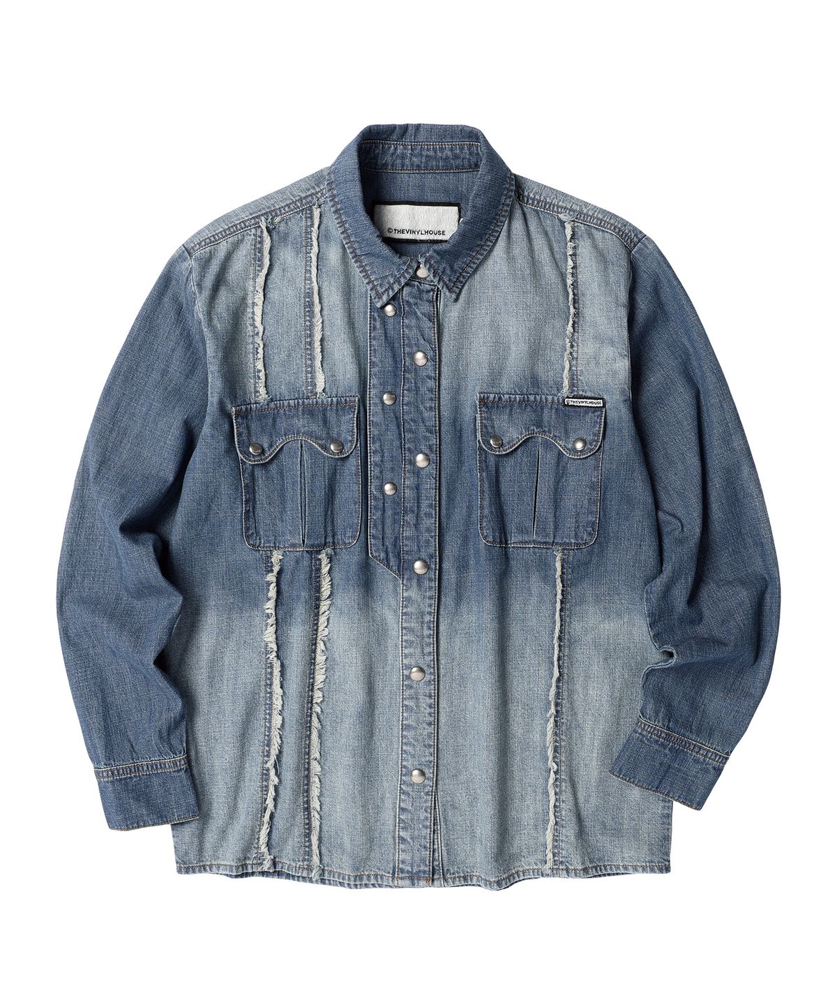 더바이닐하우스(THEVINYLHOUSE) DOUBLE PLACKETS DENIM SHIRTS BLUE
