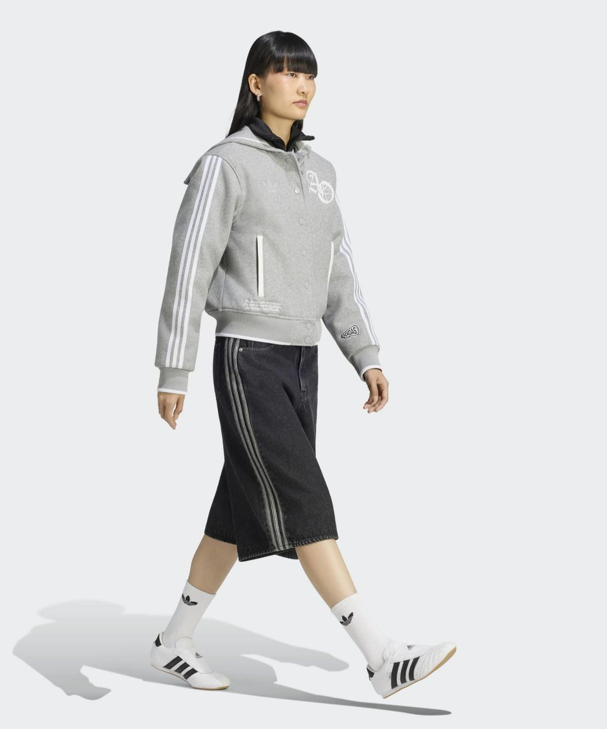 아디다스(ADIDAS) 치어 재킷 - 미디엄그레이헤더:화이트 / KR6513