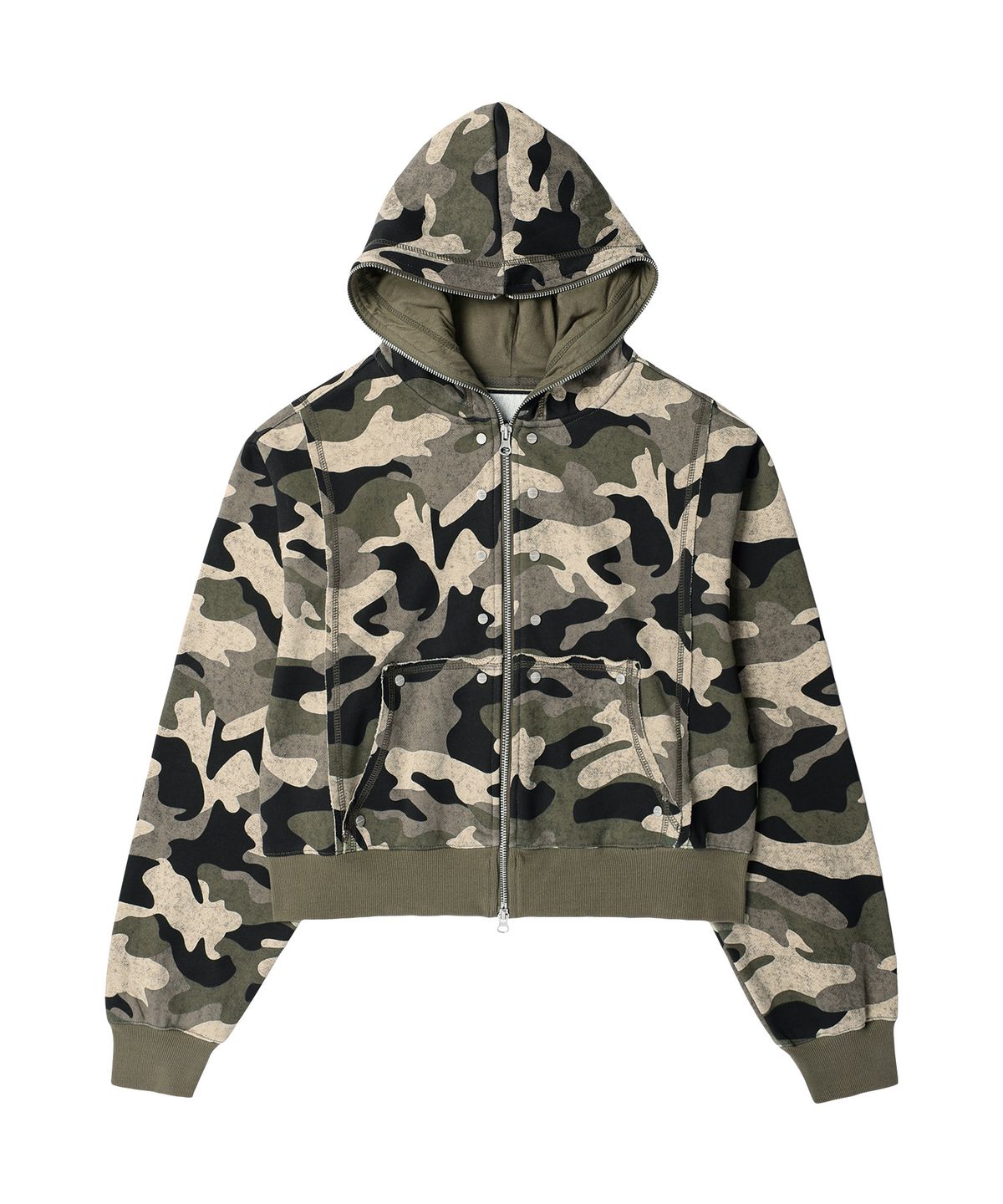 더바이닐하우스(THEVINYLHOUSE) STUDDED FULL ZIP-UP HOODIE (W) CAMO