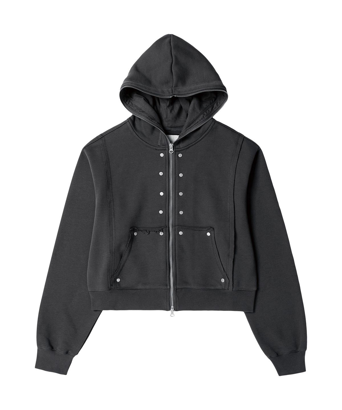 더바이닐하우스(THEVINYLHOUSE) STUDDED FULL ZIP-UP HOODIE (W) CHARCOAL