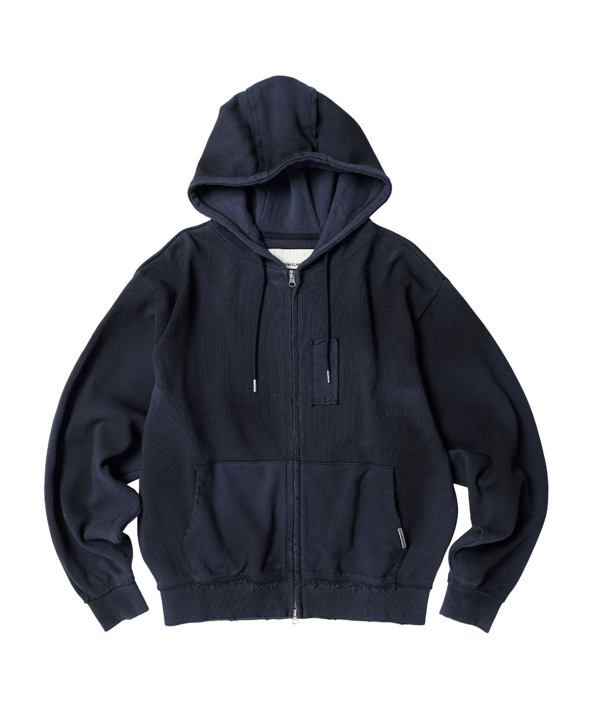 더바이닐하우스(THEVINYLHOUSE) WAFFLE MIXED HOODIE ZIP-UP NAVY