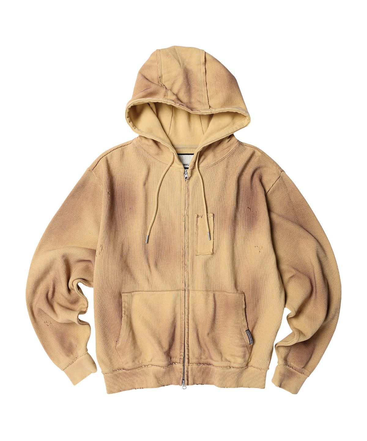 더바이닐하우스(THEVINYLHOUSE) WAFFLE MIXED HOODIE ZIP-UP SAND