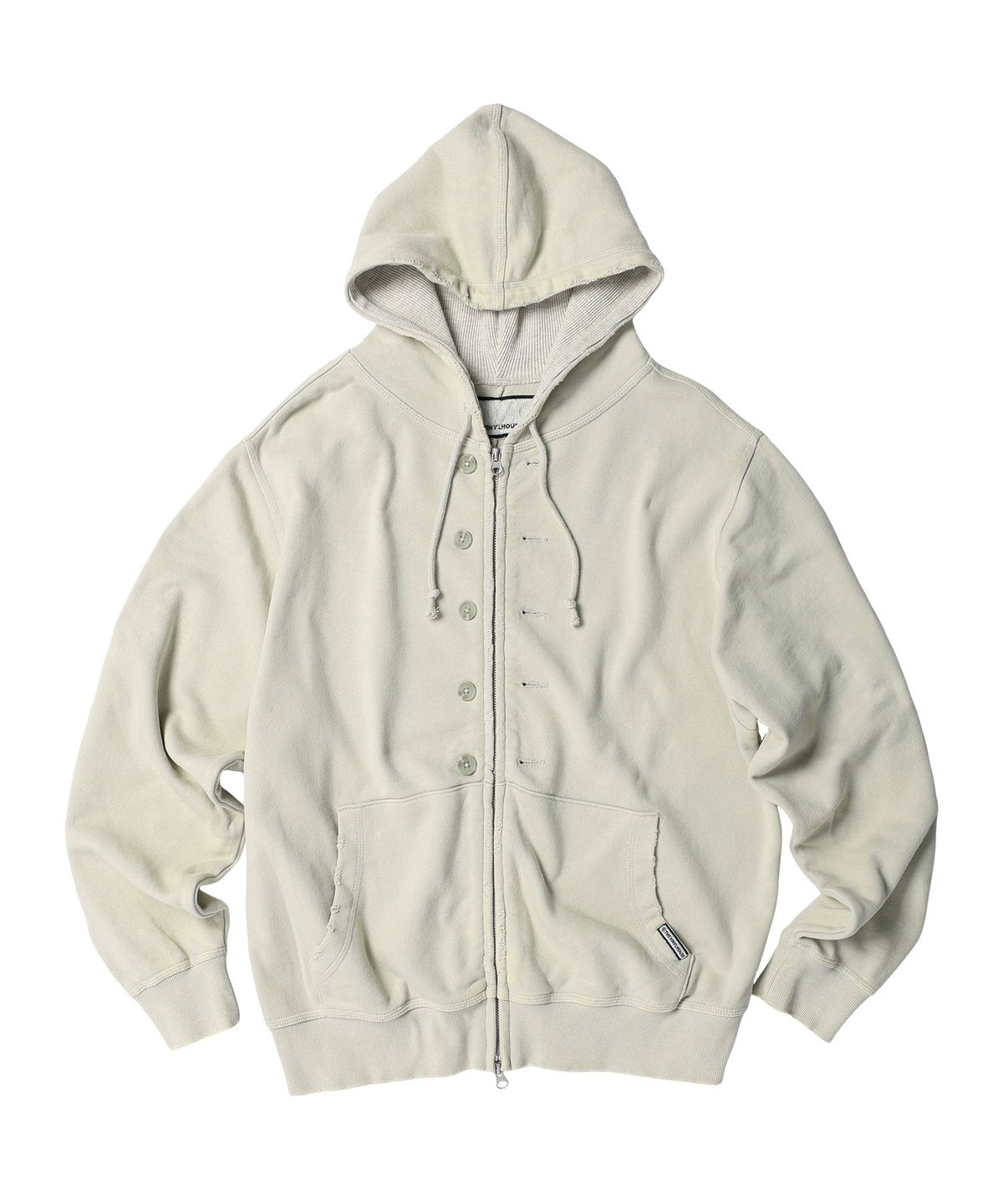 더바이닐하우스(THEVINYLHOUSE) BUTTON WASHED HOODIE ZIP-UP BEIGE