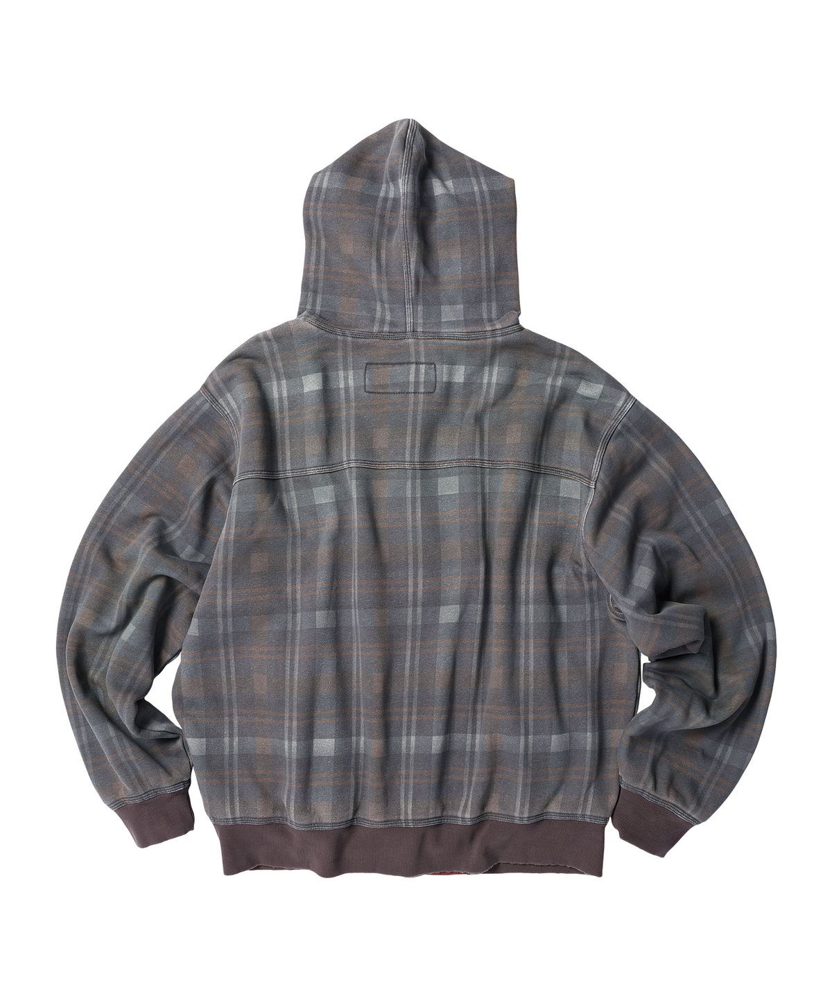 더바이닐하우스(THEVINYLHOUSE) REVERSIBLE CHECK HOODIE ZIP-UP BROWN