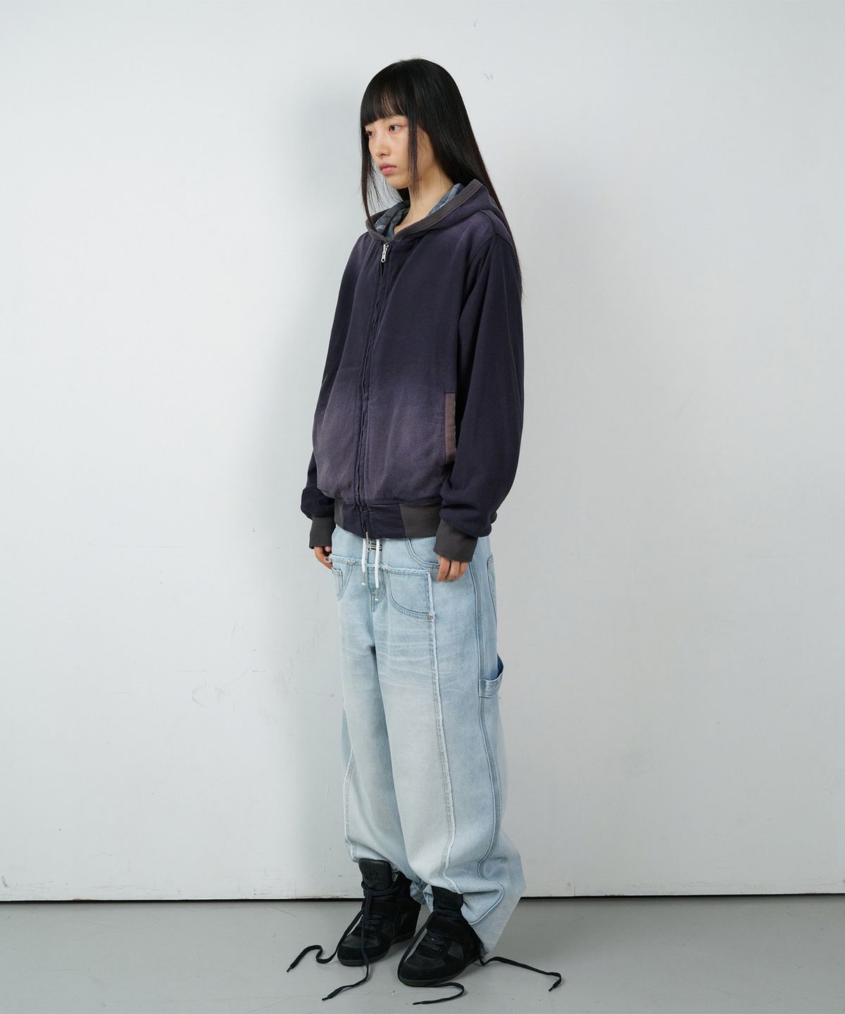 더바이닐하우스(THEVINYLHOUSE) REVERSIBLE CHECK HOODIE ZIP-UP NAVY