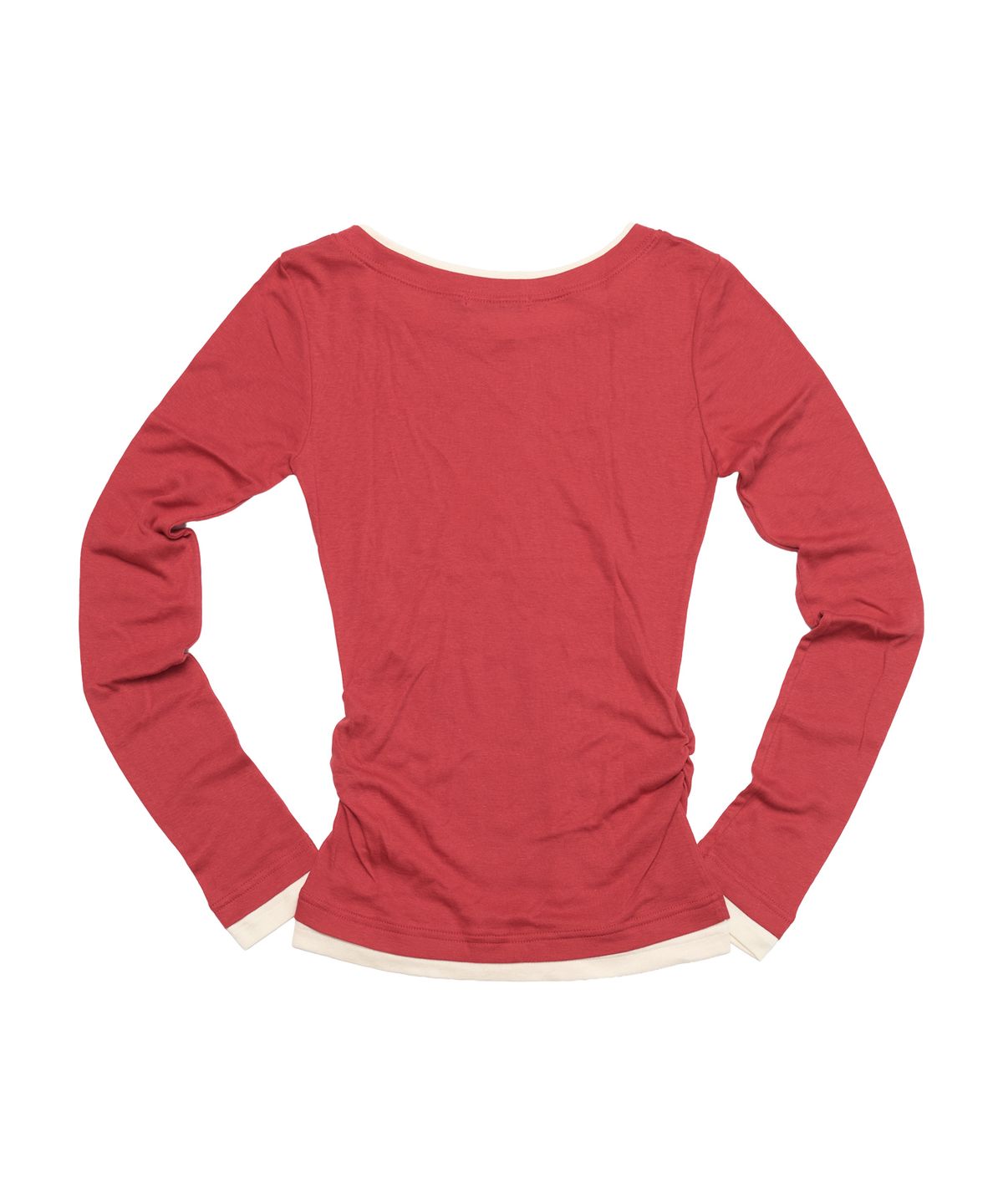 크루치(KRUCHI) Shirring Layered Top (RED) WOMENS