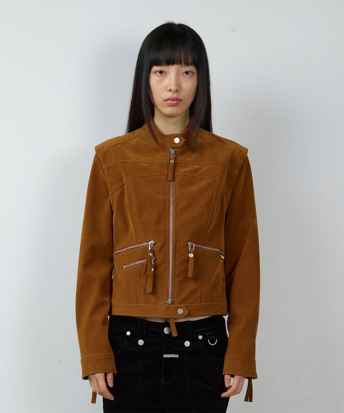 더바이닐하우스(THEVINYLHOUSE) NON COLLAR SUEDE JACKET(W) BROWN