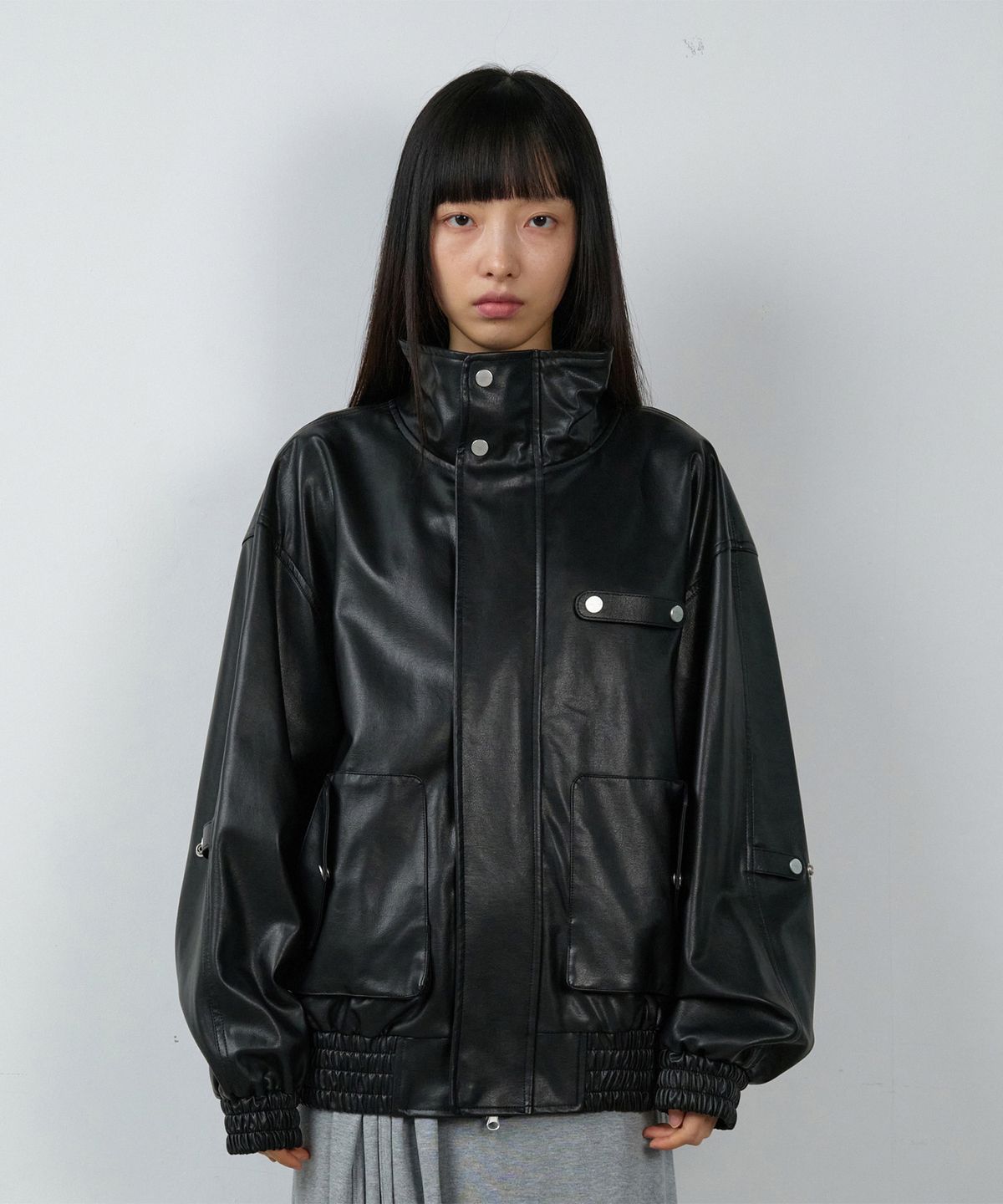 더바이닐하우스(THEVINYLHOUSE) RUGGED LEATHER JACKET BLACK