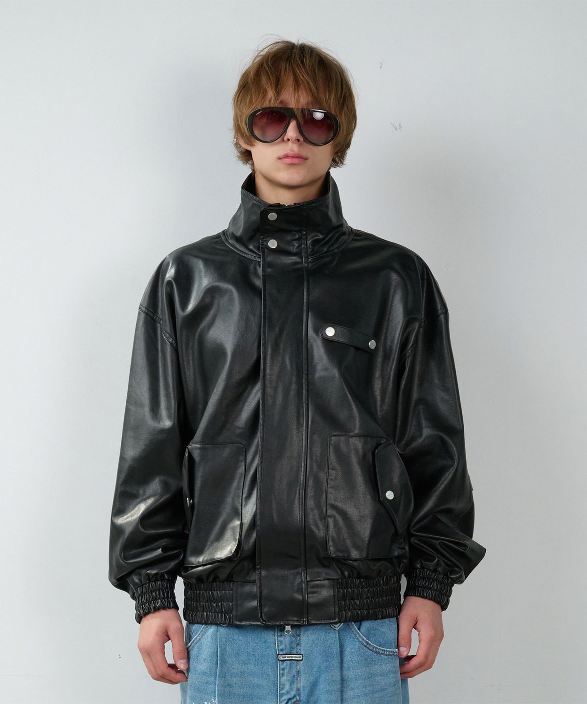 더바이닐하우스(THEVINYLHOUSE) RUGGED LEATHER JACKET BLACK
