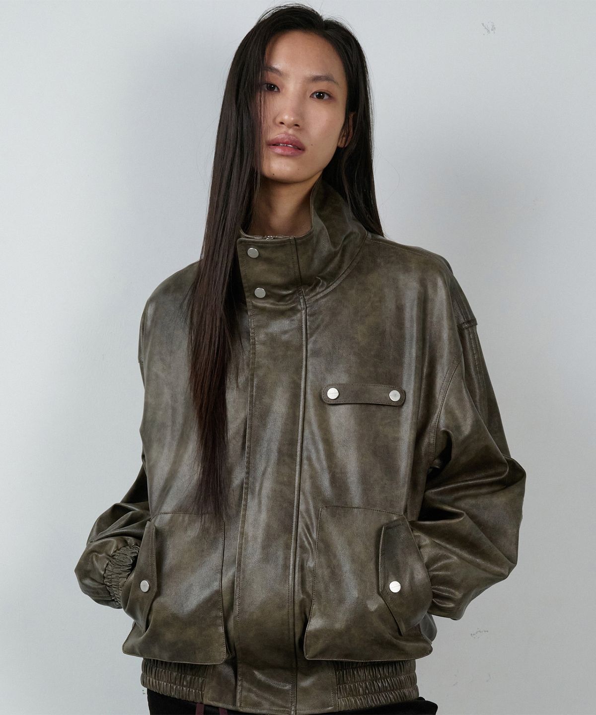 더바이닐하우스(THEVINYLHOUSE) RUGGED LEATHER JACKET BROWN