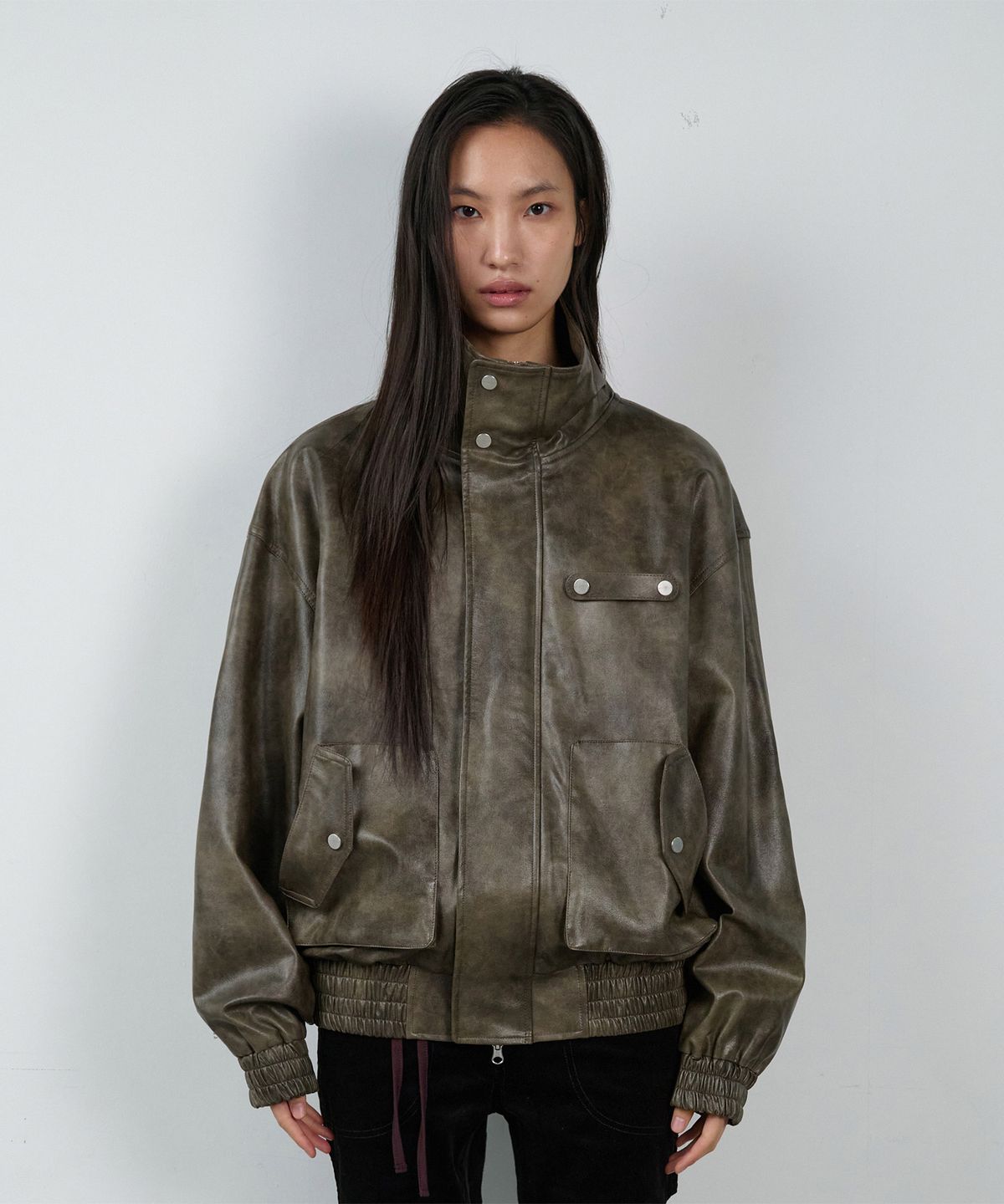 더바이닐하우스(THEVINYLHOUSE) RUGGED LEATHER JACKET BROWN