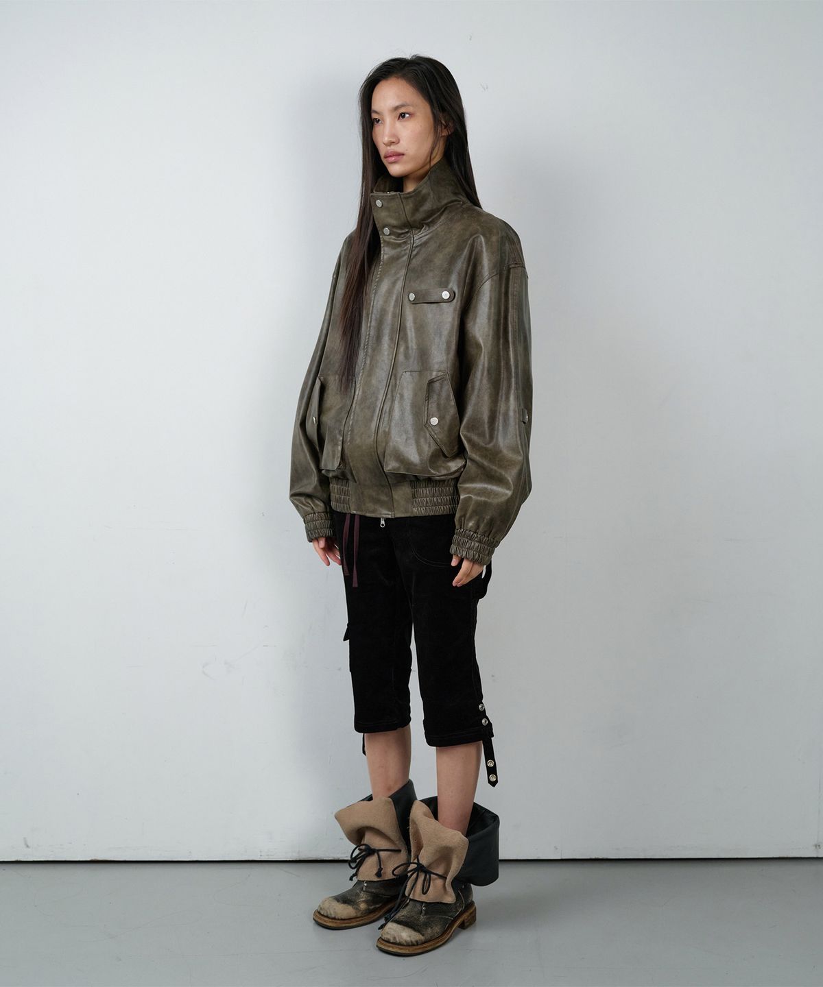 더바이닐하우스(THEVINYLHOUSE) RUGGED LEATHER JACKET BROWN