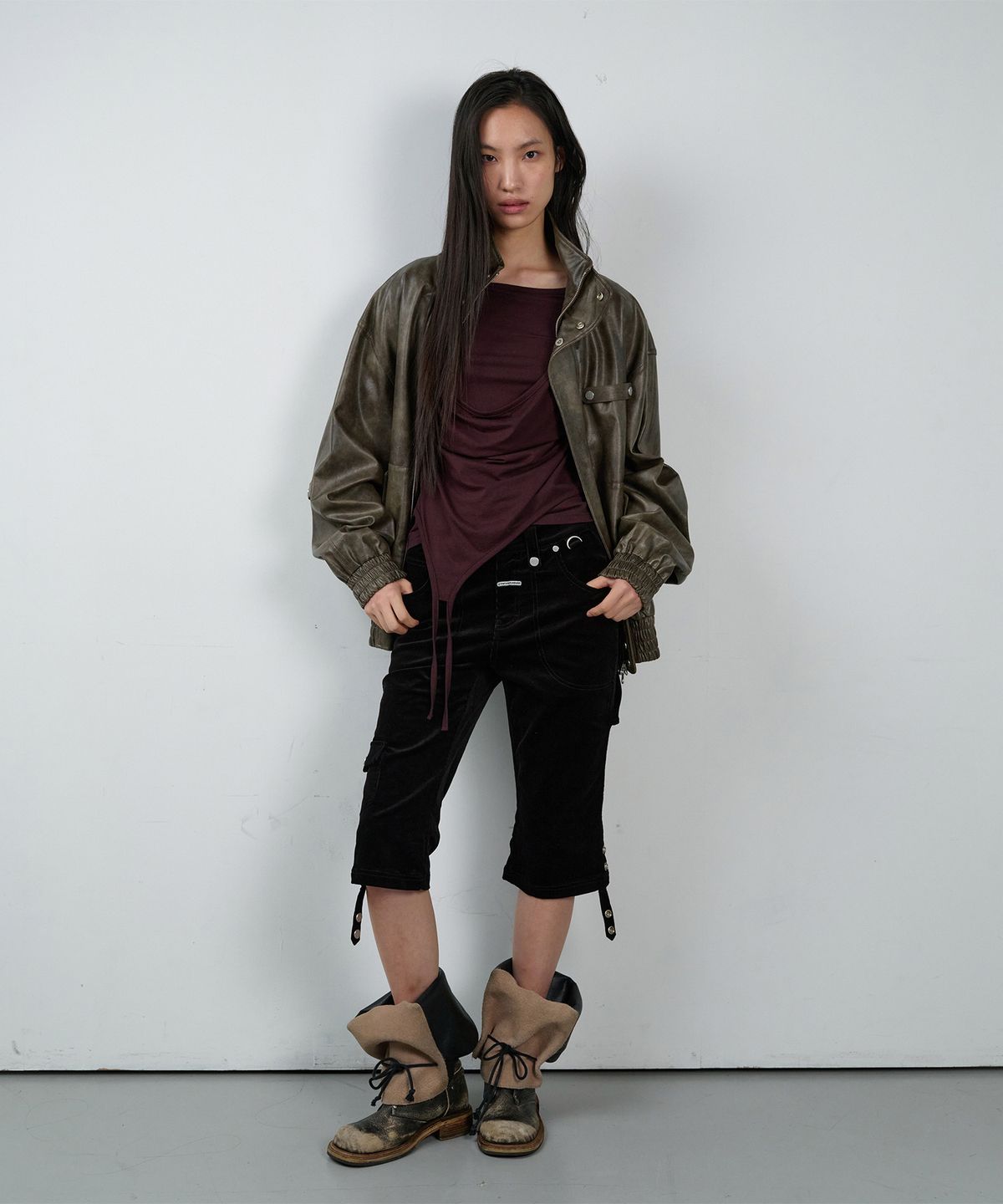 더바이닐하우스(THEVINYLHOUSE) RUGGED LEATHER JACKET BROWN