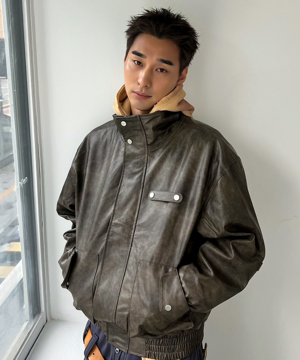 더바이닐하우스(THEVINYLHOUSE) RUGGED LEATHER JACKET BROWN