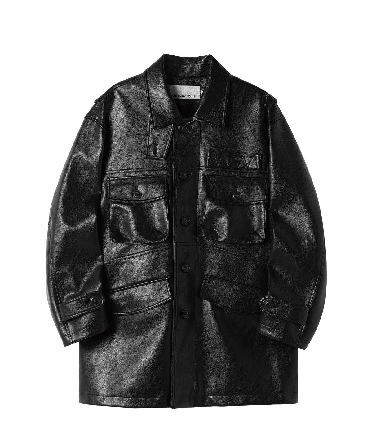 더바이닐하우스(THEVINYLHOUSE) 4 POCKET LEATHER CAR COAT BLACK