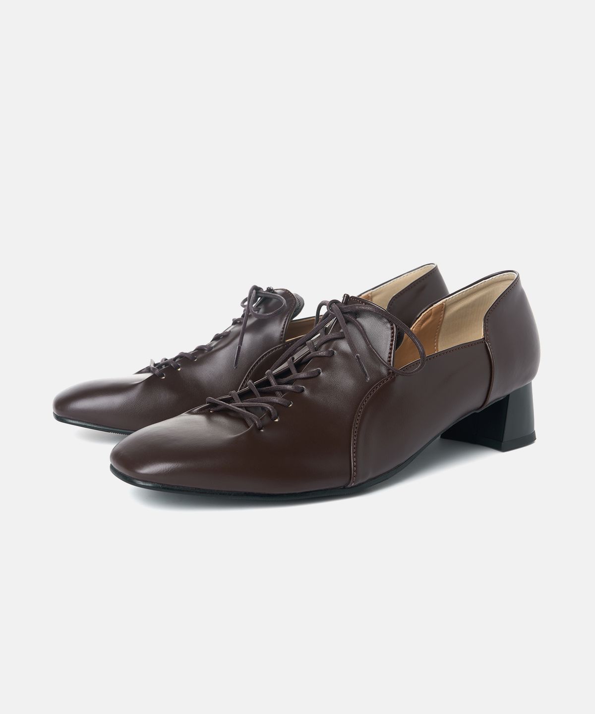 커스텀에이드 우먼(CUSTOMADE WOMAN) 마렌 스퀘어토 레이스업 힐 4cm (CW0112DBR)