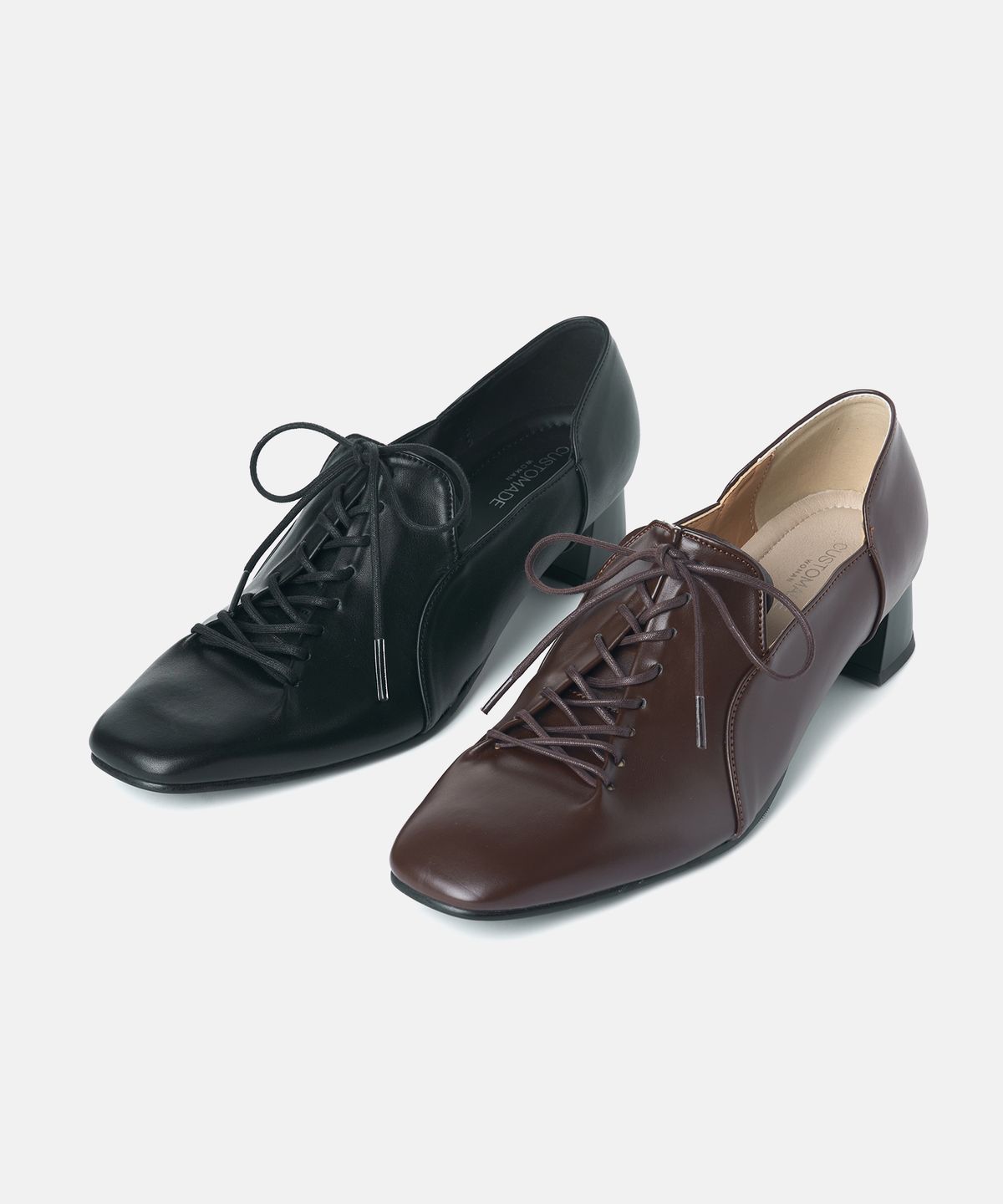 커스텀에이드 우먼(CUSTOMADE WOMAN) 마렌 스퀘어토 레이스업 힐 4cm (CW0112DBR)