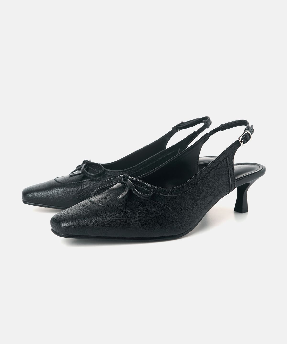 커스텀에이드 우먼(CUSTOMADE WOMAN) 베일 소프트 보우 슬링백 힐 5cm (CW0115BK)