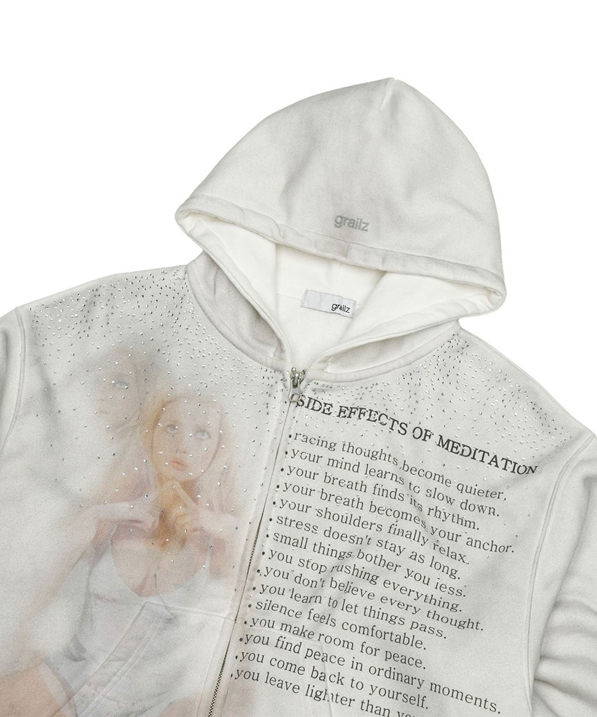 그레일즈(GRAILZ) CRYSTAL OVER GRAPHIC ZIP HOODIE [WHITE]