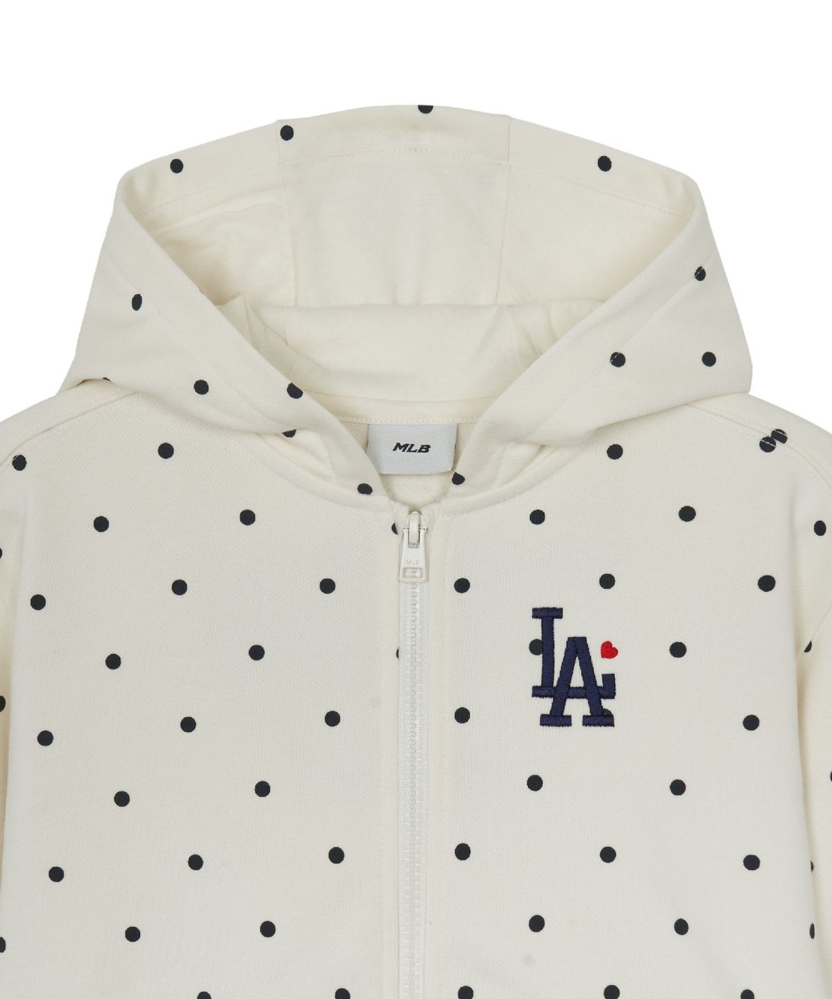 엠엘비 키즈(MLB KIDS) 스포티브 걸즈 도트 기모 후드집업 LA (Ivory)