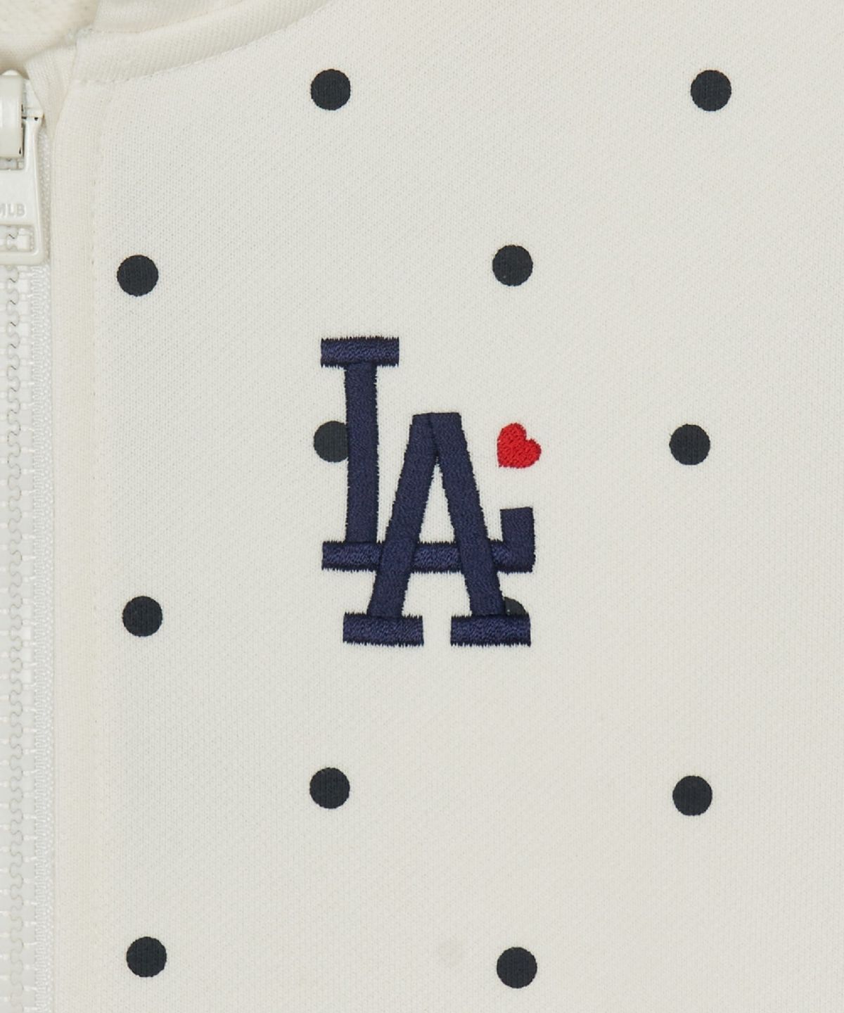엠엘비 키즈(MLB KIDS) 스포티브 걸즈 도트 기모 후드집업 LA (Ivory)