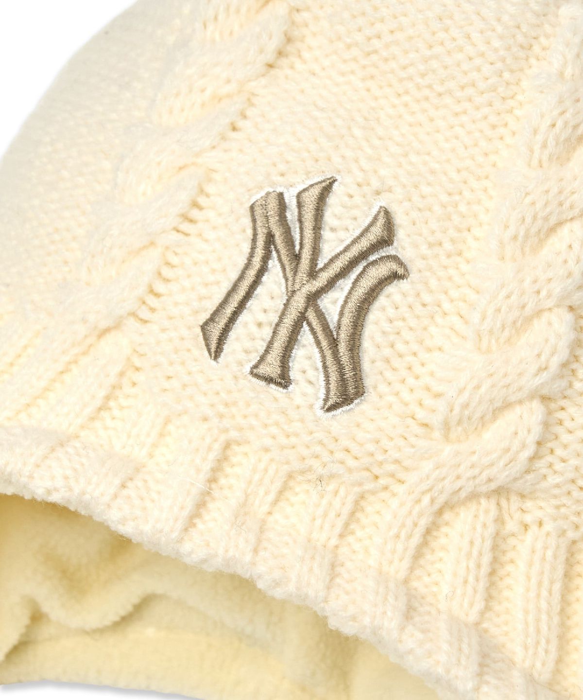 엠엘비 키즈(MLB KIDS) 메가베어 폼폼 이어플랩 비니 NY (D.Cream)