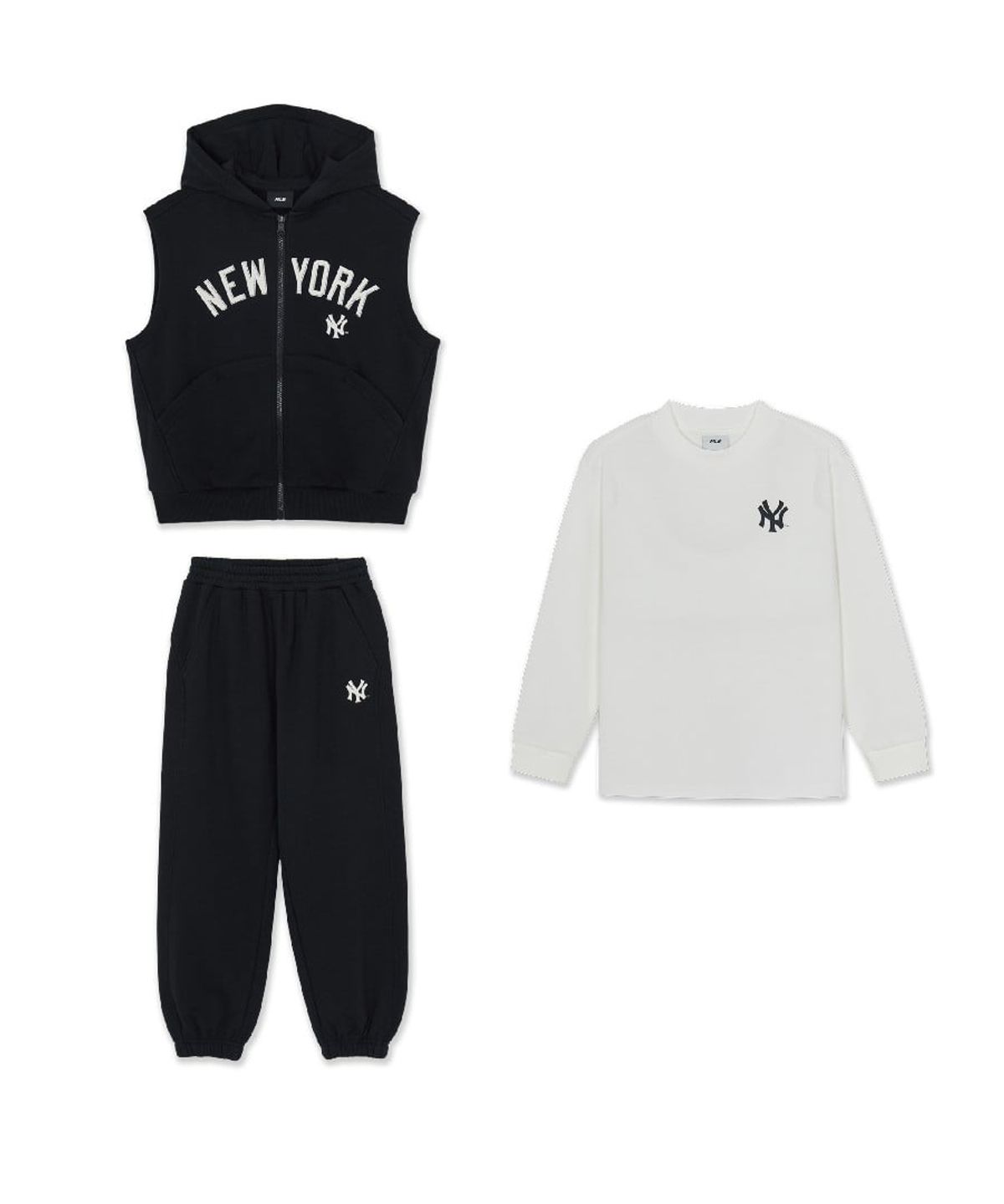 엠엘비 키즈(MLB KIDS) 스포티브 시그니처 베스트 후드집업 3P 세트 NY (Black)