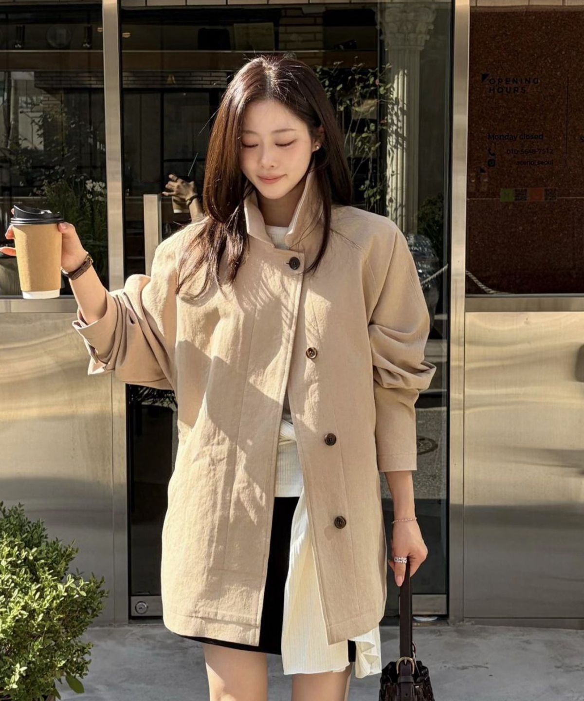 르세지엠(LESEIZEME) Classic Twill Raglan Half Coat - Beige