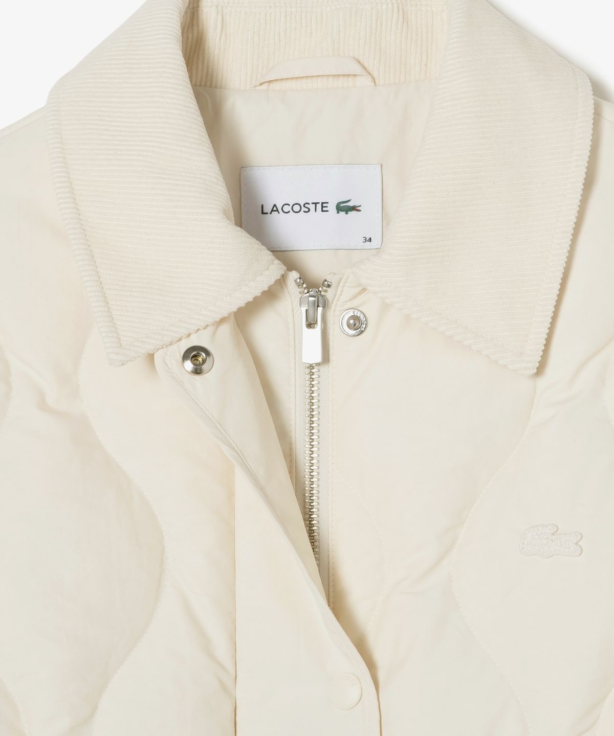 라코스테(LACOSTE) 여성 물결 퀼팅 코듀로이 카라 중힙 다운 BF536E-56N 70V
