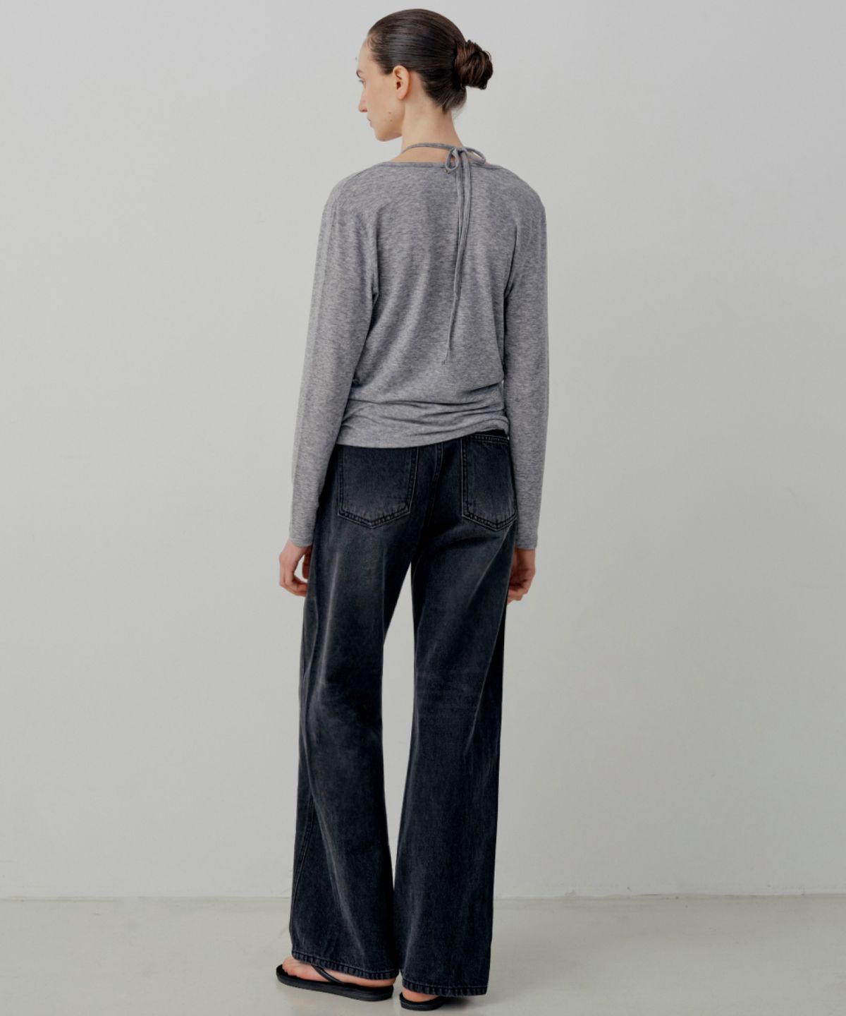 르세지엠(LESEIZEME) Shape Curved Denim pants - Black