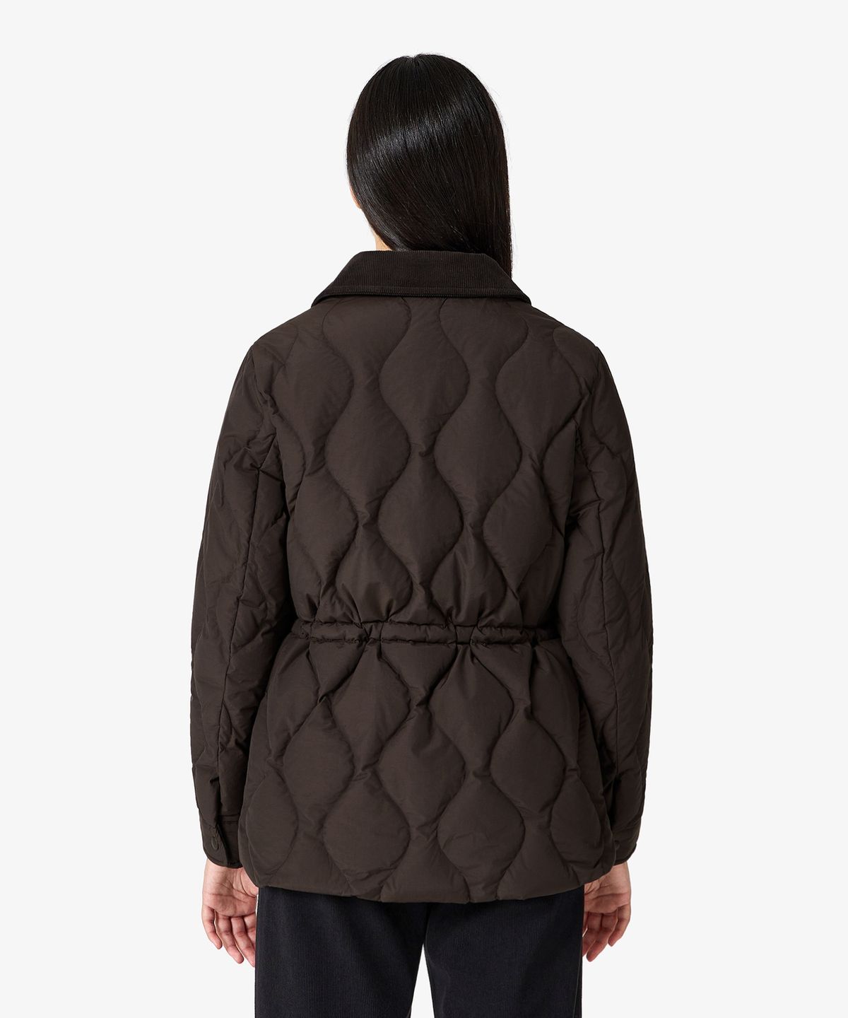 라코스테(LACOSTE) 여성 물결 퀼팅 코듀로이 카라 중힙 다운 BF536E-56N DPD