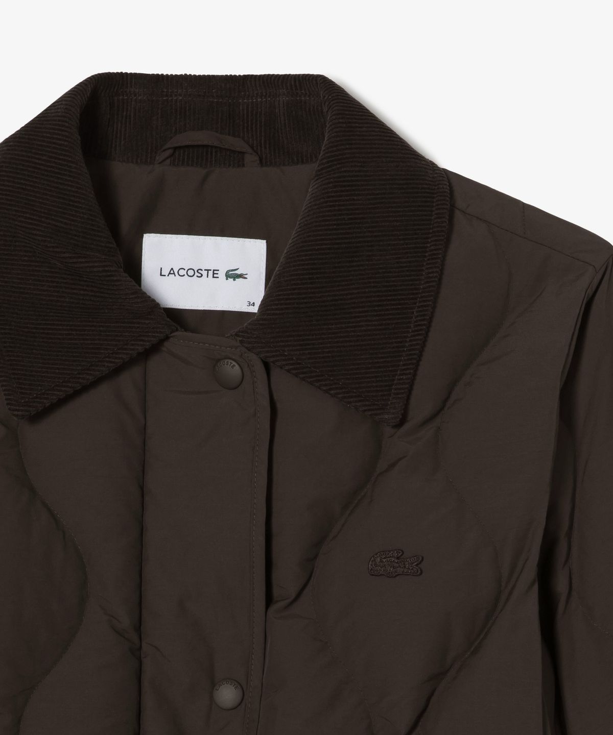 라코스테(LACOSTE) 여성 물결 퀼팅 코듀로이 카라 중힙 다운 BF536E-56N DPD