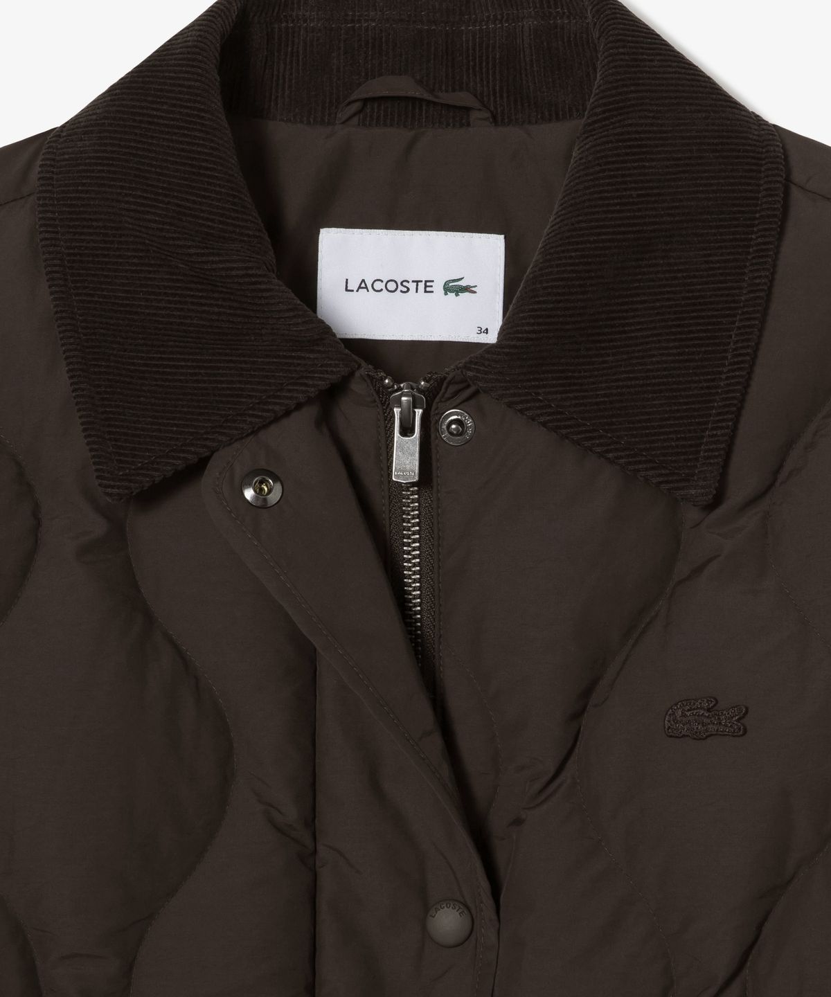 라코스테(LACOSTE) 여성 물결 퀼팅 코듀로이 카라 중힙 다운 BF536E-56N DPD