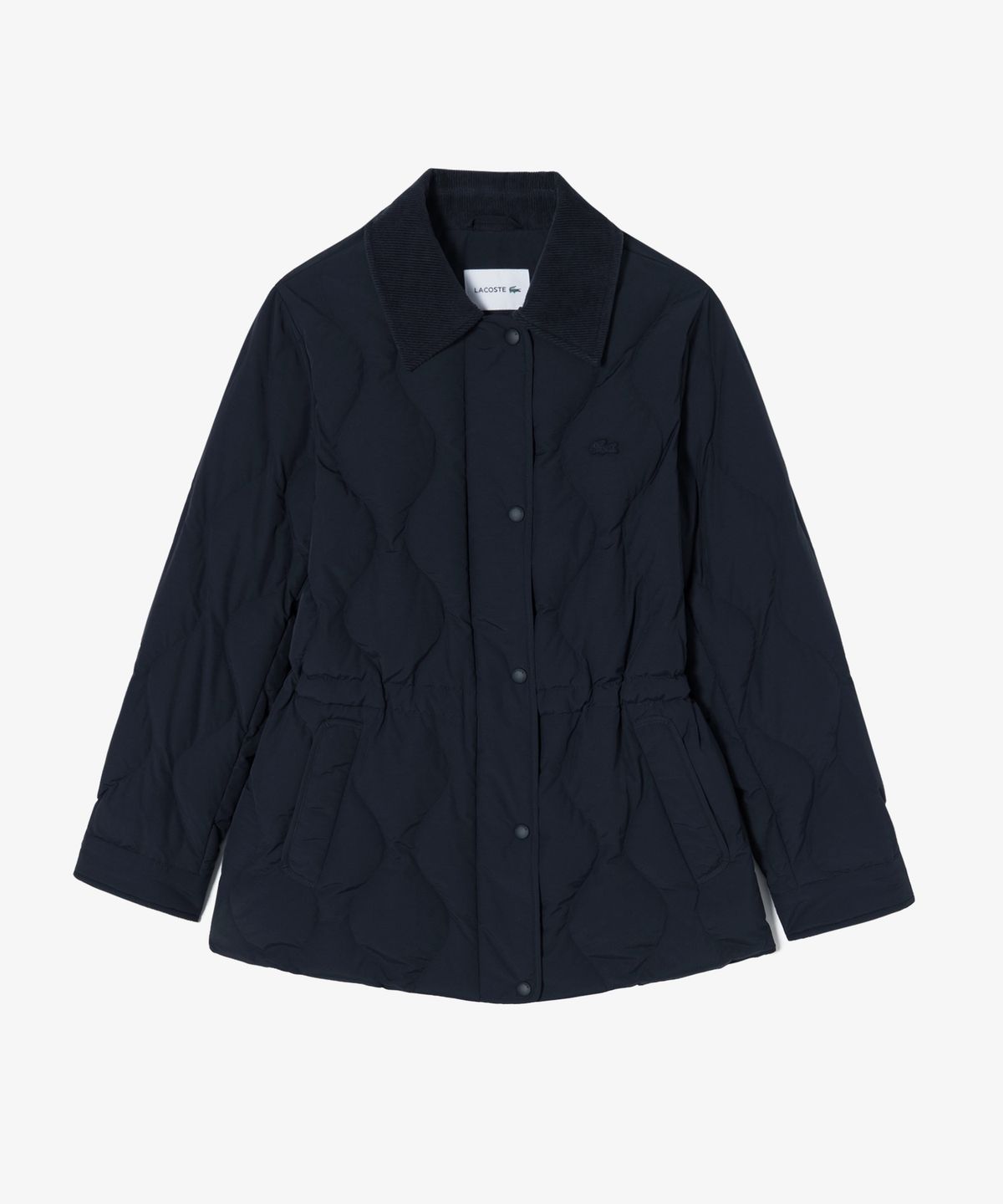 라코스테(LACOSTE) 여성 물결 퀼팅 코듀로이 카라 중힙 다운 BF536E-56N HDE