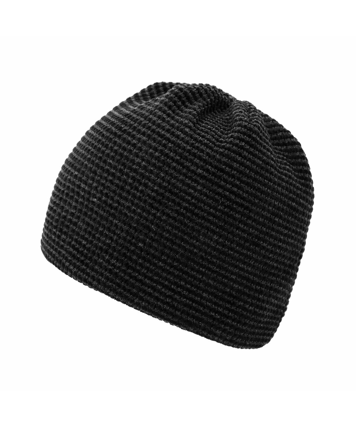 언더컨트롤(UNDERCONTROL) 모노톤 스트라이프 와플 니트 방한 숏비니 NO CUFF THICK WINTER HAT / BRUSHED BLOCK / CHARCOAL BLACK