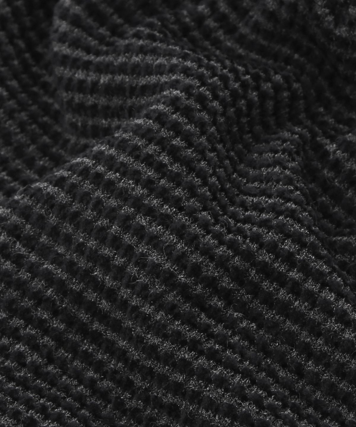 언더컨트롤(UNDERCONTROL) 모노톤 스트라이프 와플 니트 방한 숏비니 NO CUFF THICK WINTER HAT / BRUSHED BLOCK / CHARCOAL BLACK