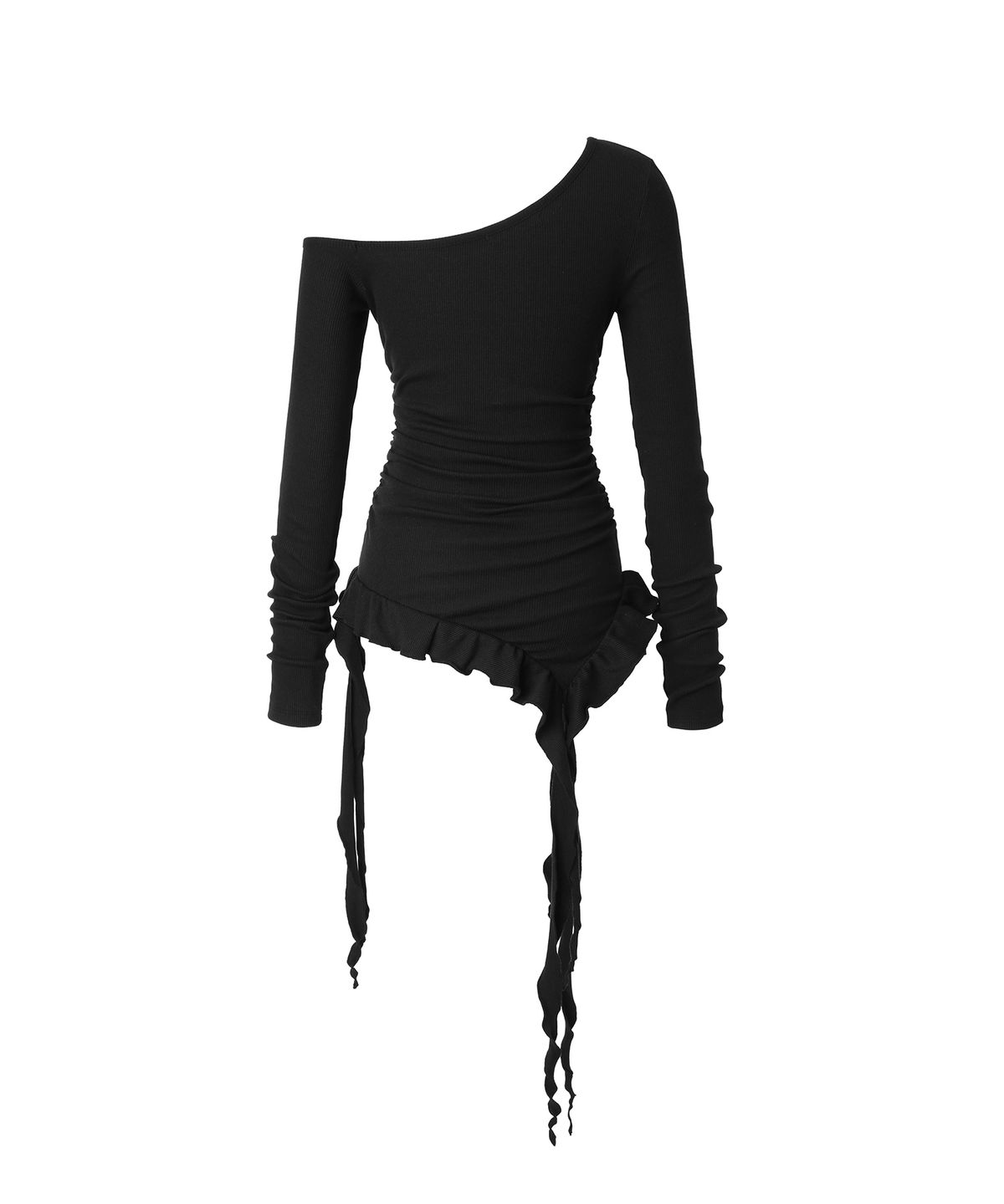 카키포인트(KHAKIPOINT) Offset Ruffle Top (black)