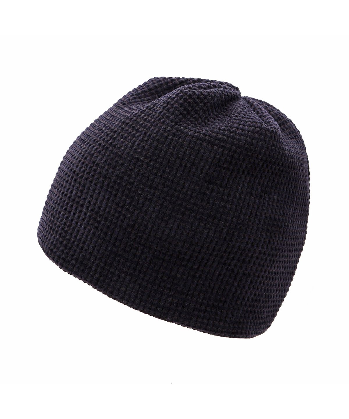 언더컨트롤(UNDERCONTROL) 모노톤 스트라이프 와플 니트 방한 숏비니 NO CUFF THICK WINTER HAT / BRUSHED BLOCK / PURPLE NAVY