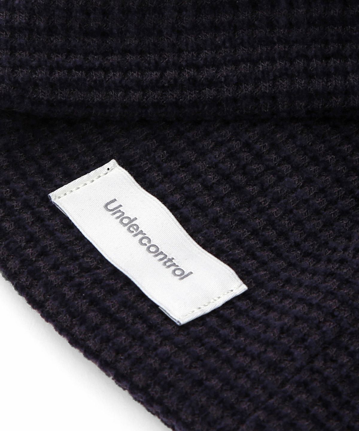 언더컨트롤(UNDERCONTROL) 모노톤 스트라이프 와플 니트 방한 숏비니 NO CUFF THICK WINTER HAT / BRUSHED BLOCK / PURPLE NAVY