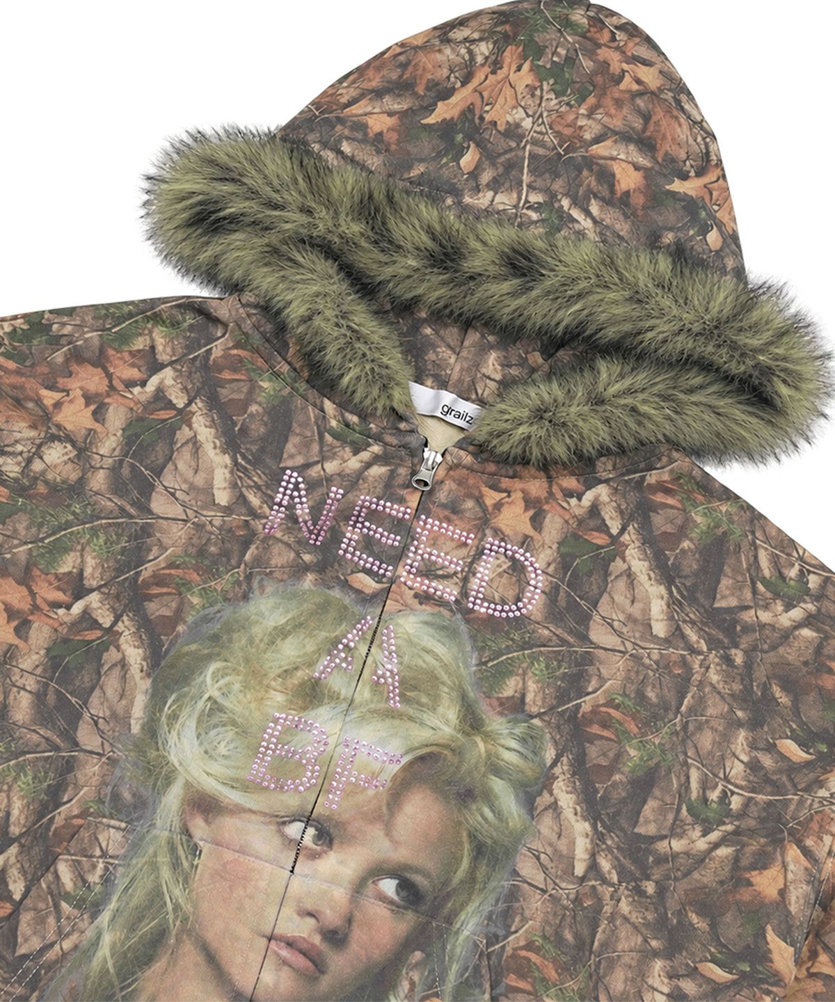 그레일즈(GRAILZ) NEED A BF FUR ZIP HOODIE [REAL TREE]